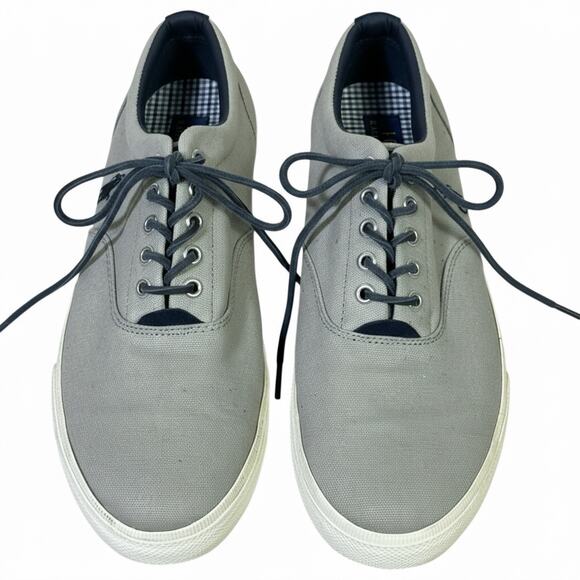 Ralph Lauren Vaughn Low Top Sneakers Mens 11.5 Gray Navy Canvas Lace Up Preppy - Picture 5 of 8